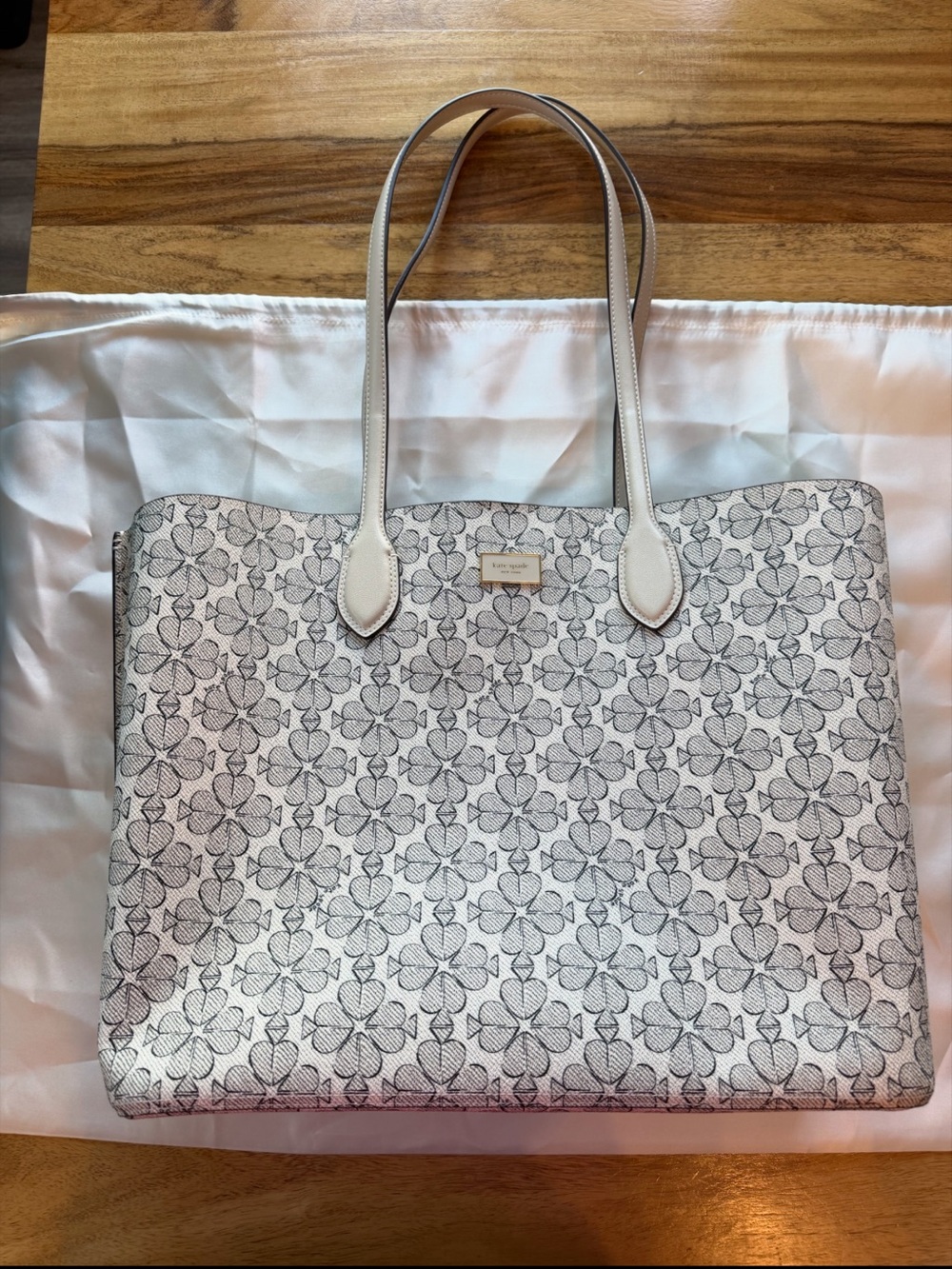 kate spade Cream and Black Floral Pattern Tote
